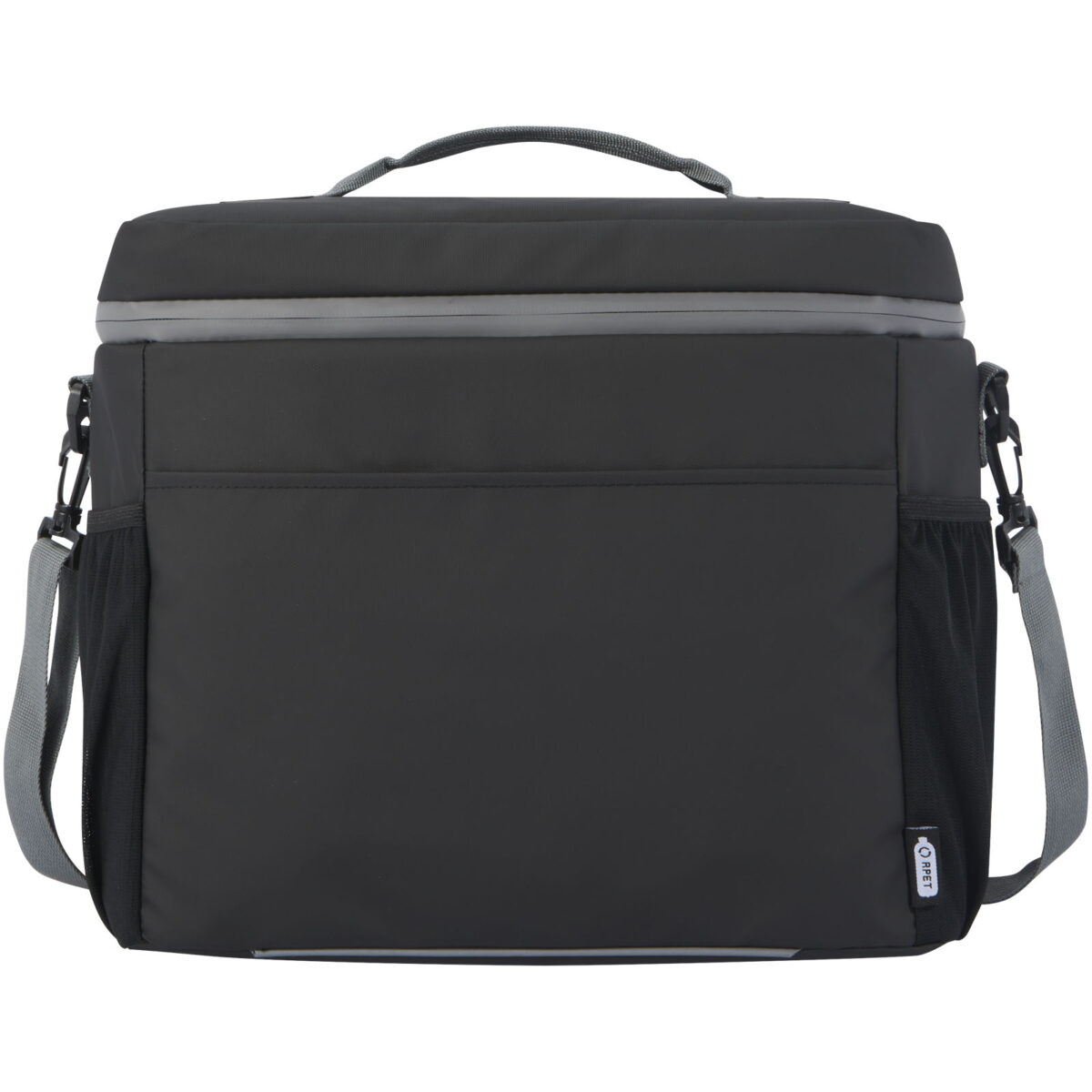 Aqua 20-can GRS recycled water resistant cooler bag 22L – Solid black front view