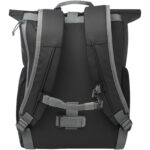 Aqua 15" GRS recycled water resistant roll-top bike bag 20L – Solid black back view