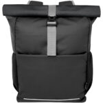 Aqua 15" GRS recycled water resistant roll-top bike bag 20L – Solid black front view