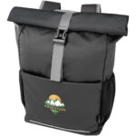 Aqua 15" GRS recycled water resistant roll-top bike bag 20L – Solid black with logo
