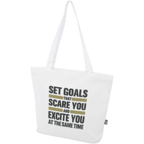Panama GRS recycled zippered tote bag 20L – White with logo