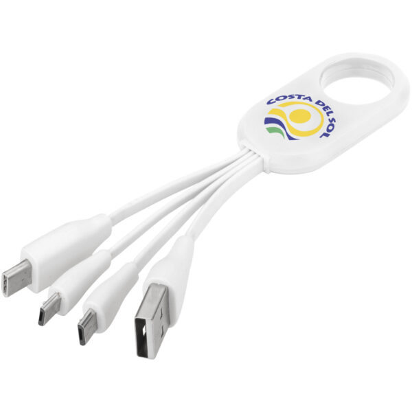 Troup 4-in-1 charging cable with type-C tip – White with logo
