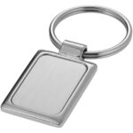 Sergio rectangular metal keychain – Silver extra view