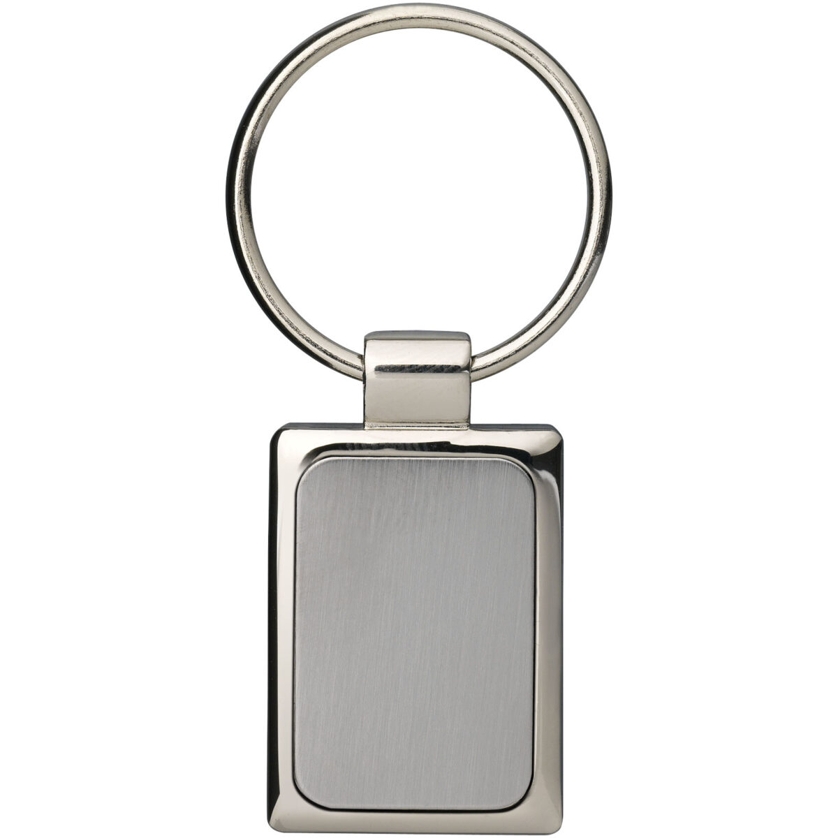 Sergio rectangular metal keychain – Silver front view
