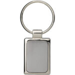 Sergio rectangular metal keychain – Silver front view