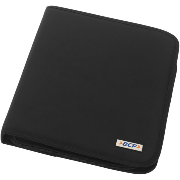 Stanford deluxe A4 zippered portfolio – Solid black with logo