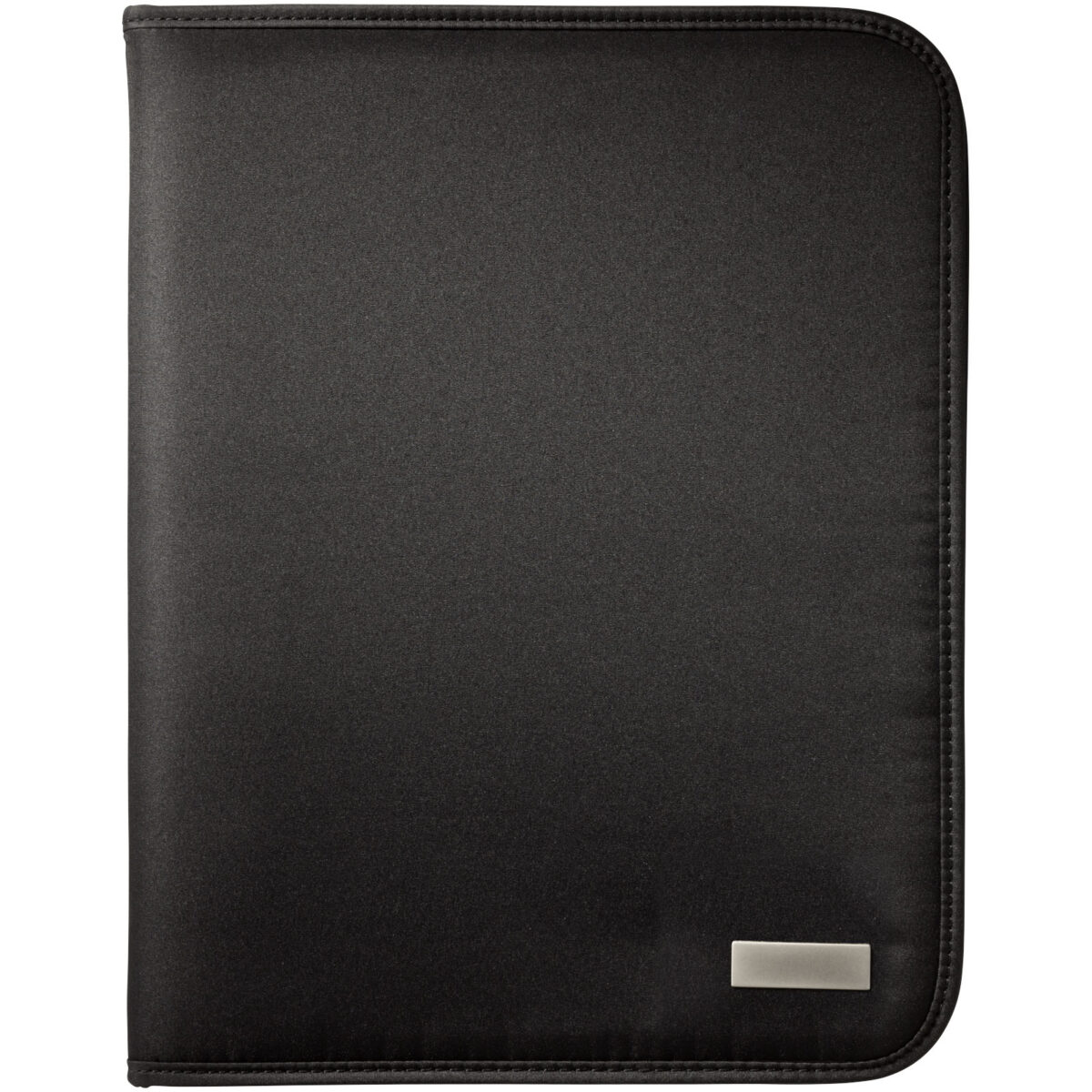 Stanford deluxe A4 zippered portfolio – Solid black front view