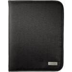 Stanford deluxe A4 zippered portfolio – Solid black front view