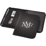 Berkely A4 zippered portfolio – Solid black with logo