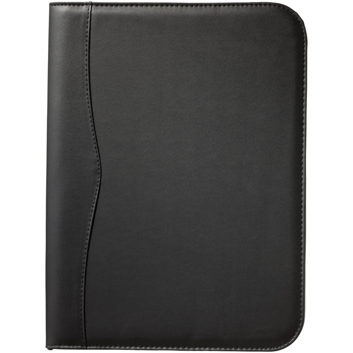 Ebony A4 zippered portfolio – Solid black front view