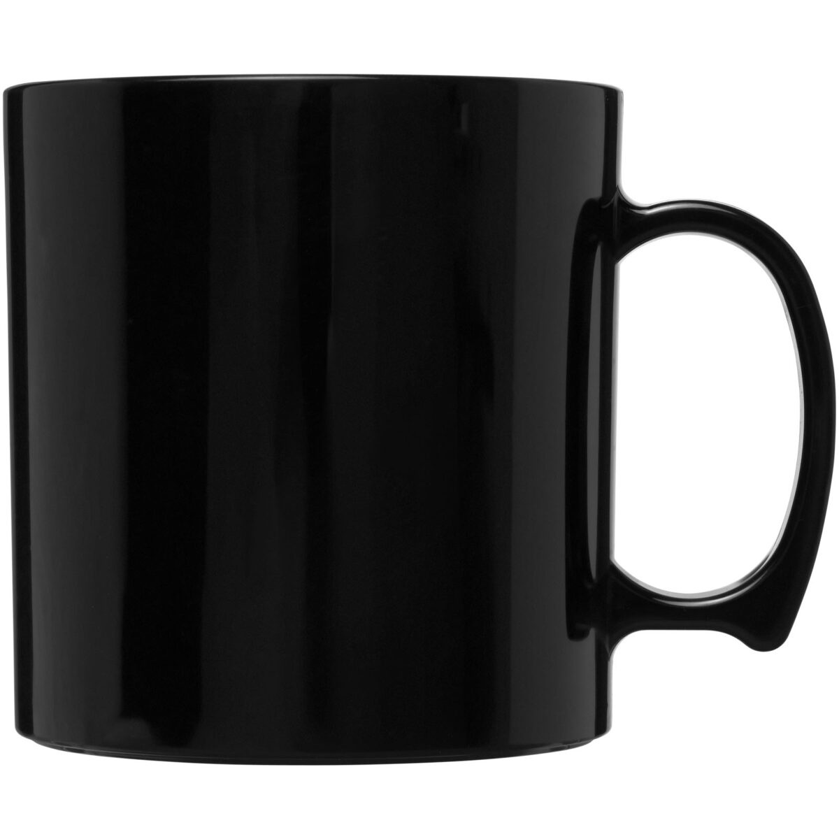 Standard 300 ml plastic mug – Solid black front view