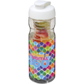 H2O Active® Base 650 ml flip lid sport bottle & infuser – Transparent with logo