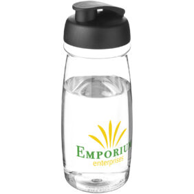 H2O Active® Pulse 600 ml flip lid sport bottle – Transparent with logo