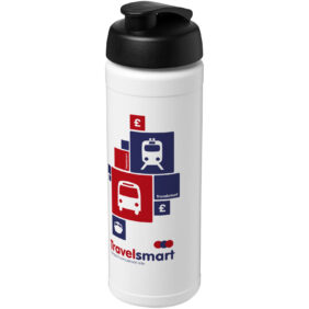 Baseline® Plus 750 ml flip lid sport bottle – White with logo
