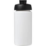 Baseline® Plus grip 500 ml flip lid sport bottle – White front view