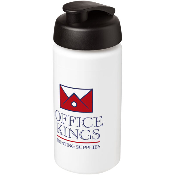 Baseline® Plus grip 500 ml flip lid sport bottle – White with logo