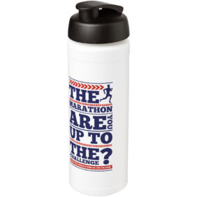Baseline® Plus grip 750 ml flip lid sport bottle – White with logo