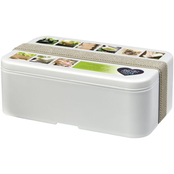 MIYO Renew single layer lunch box – Ivory white with logo