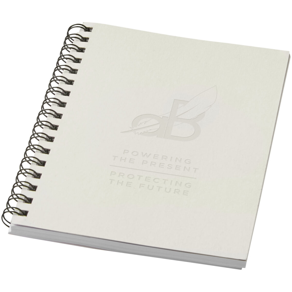Desk-Mate® A6 colour spiral notebook – Ivory white with logo