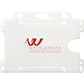 Vega recycled plastic card holder – Frosted clear with logo
