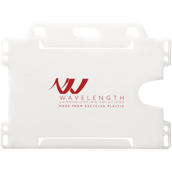 Vega recycled plastic card holder – Frosted clear with logo