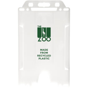Pierre recycled plastic card holder – Frosted clear with logo
