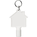 Maximilian house-shaped recycled utility key keychain – White front view