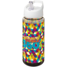 H2O Active® Octave Tritan™ 600 ml spout lid sport bottle – Charcoal with logo