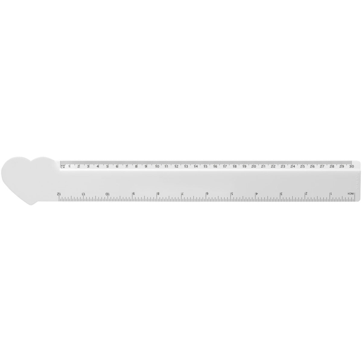 Tait 30cm heart-shaped recycled plastic ruler – White front view