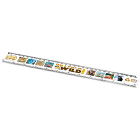 Refari 30 cm recycled plastic ruler – White with logo