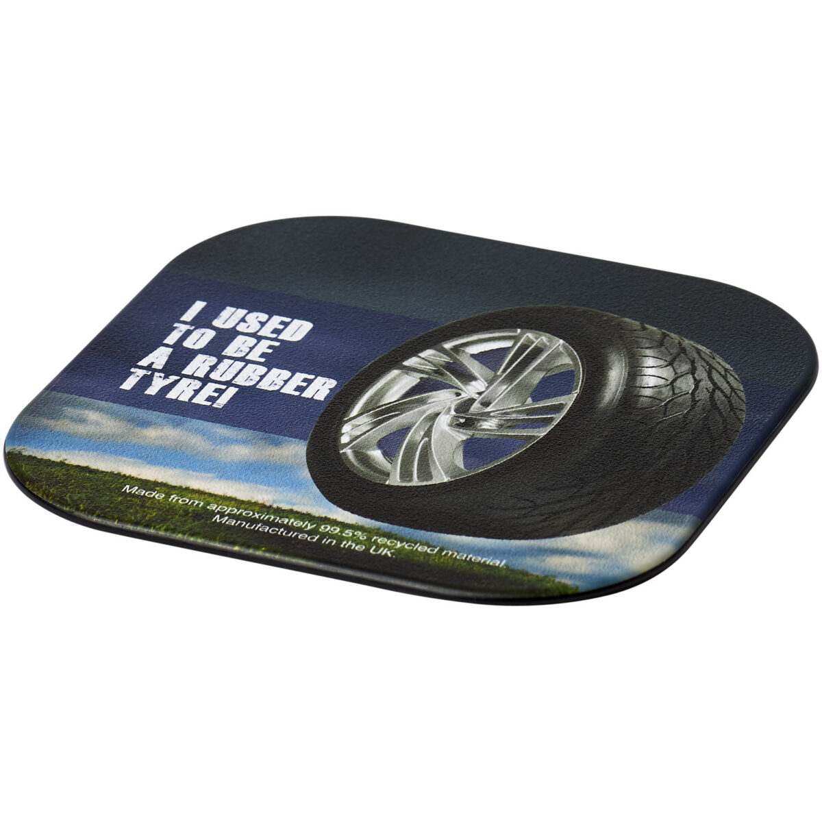 Brite-Mat® square coaster with tyre material – Solid black extra view