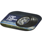 Brite-Mat® square coaster with tyre material – Solid black extra view