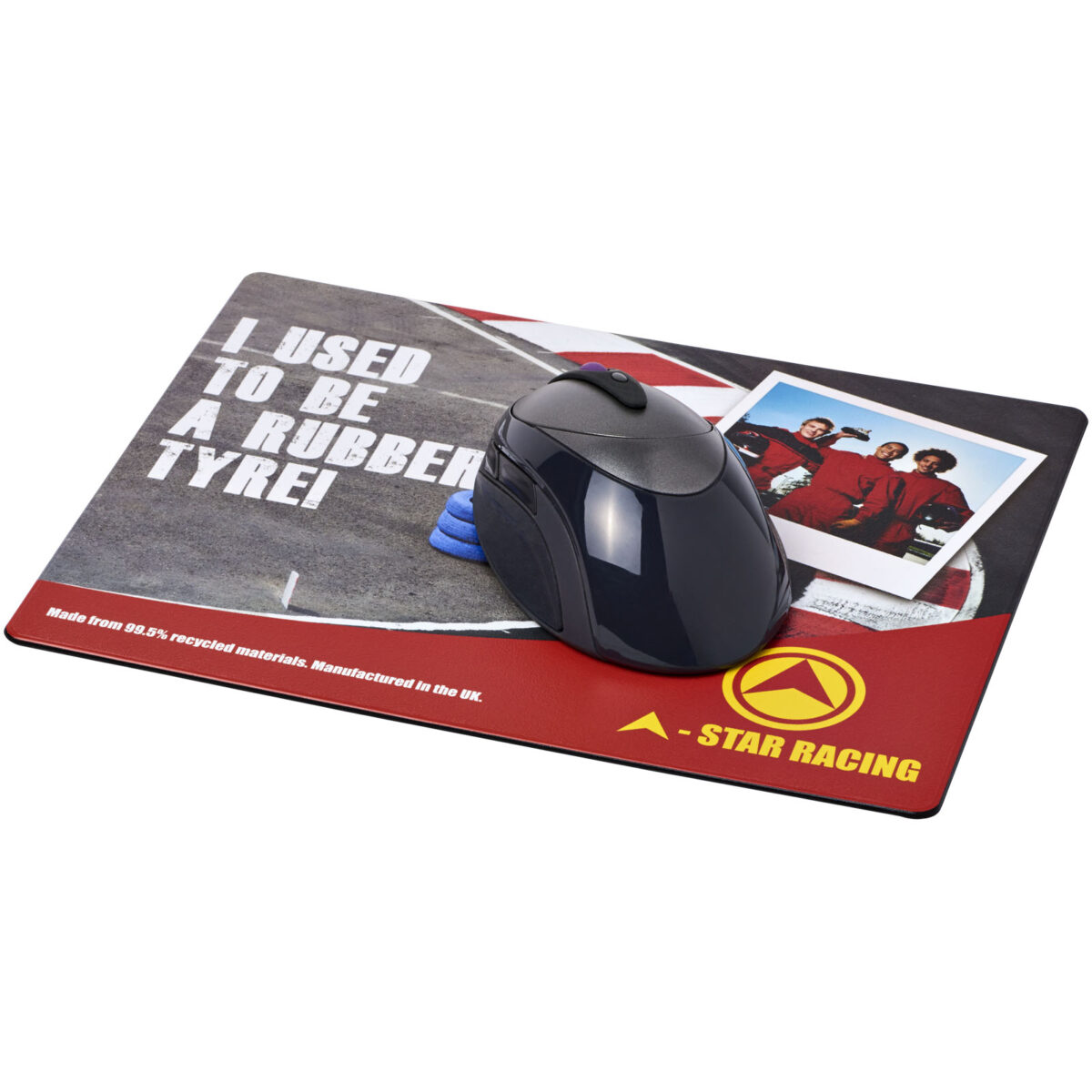Brite-Mat® mouse mat with tyre material – Solid black extra view