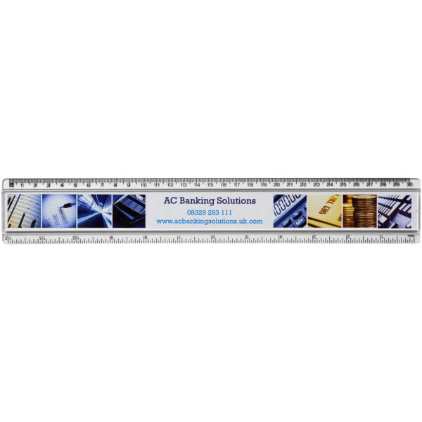 Ellison 30 cm plastic insert ruler – Transparent clear front view