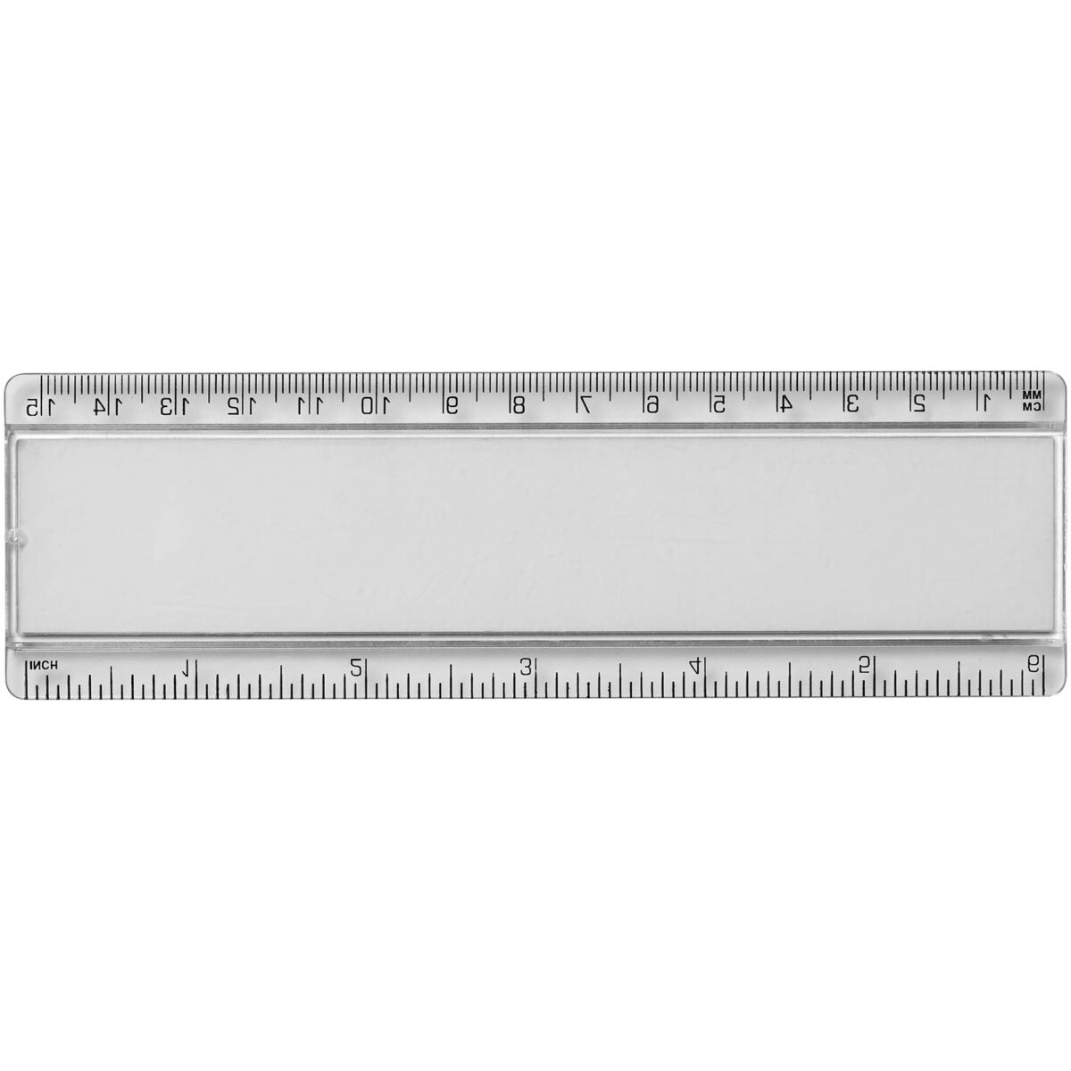 Ellison 15 cm plastic insert ruler – Transparent clear back view