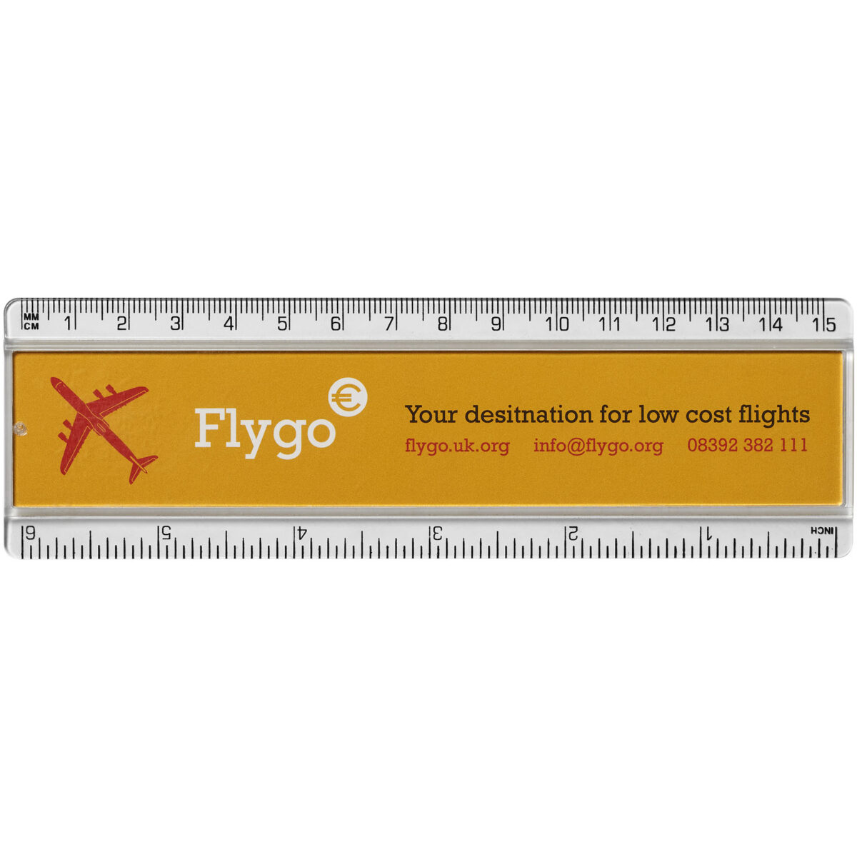 Ellison 15 cm plastic insert ruler – Transparent clear front view