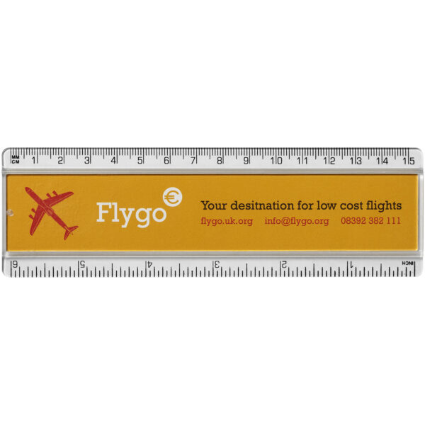 Ellison 15 cm plastic insert ruler – Transparent clear front view