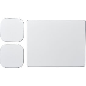 Brite-Mat® mouse mat and coaster set combo 3 – Solid black front view