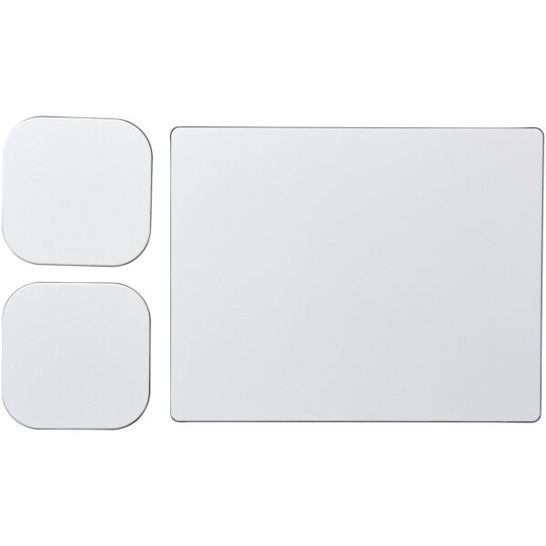 Brite-Mat® mouse mat and coaster set combo 3 – Solid black front view