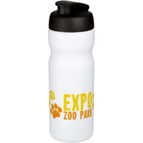 Baseline® Plus 650 ml flip lid sport bottle – White with logo
