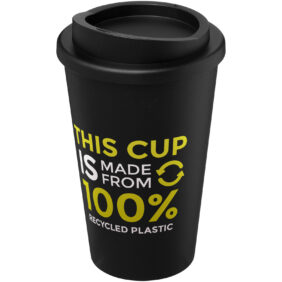 Americano® Recycled 350 ml insulated tumbler – Solid black with logo