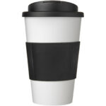 Americano® 350 ml tumbler with grip & spill-proof lid – White front view