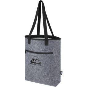 Felta GRS recycled felt cooler tote bag 12L – Medium grey with logo