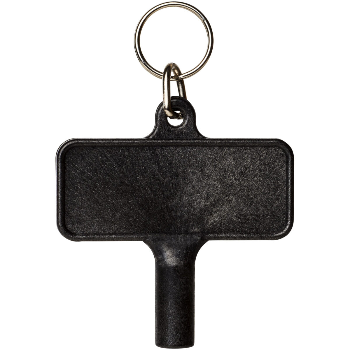 Largo plastic radiator key with keychain – Solid black front view