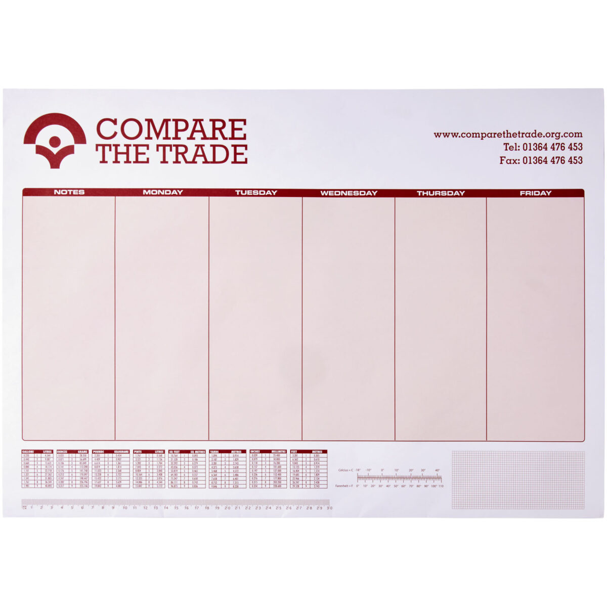 Desk-Mate® A3 notepad – White front view