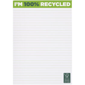 Desk-Mate® A5 recycled notepad – White front view