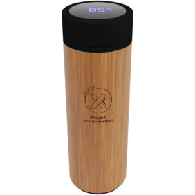 SCX.design D11 500 ml bamboo smart bottle – Wood with logo