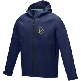 Coltan men’s GRS recycled softshell jacket – Navy with logo