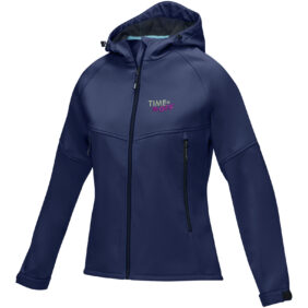 Coltan women’s GRS recycled softshell jacket – Navy with logo