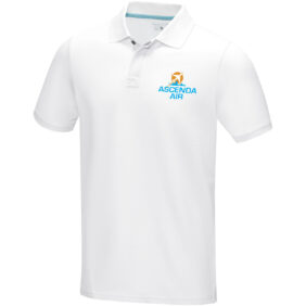 Graphite short sleeve men’s organic polo – White with logo
